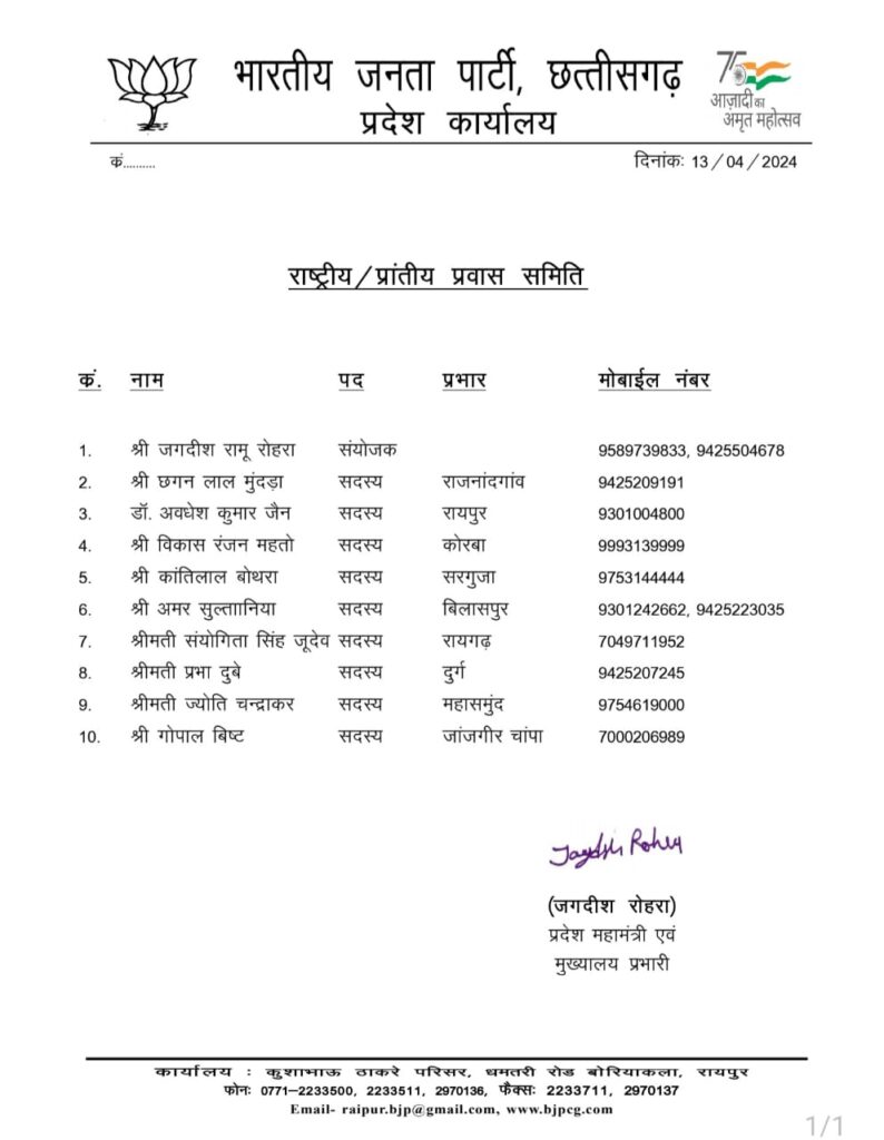 संयोगिता सिंह जूदेव को राष्ट्रीय/प्रांतीय प्रवास समिति रायगढ़ लोकसभा का बनाए गए प्रभारी 3 1001027971