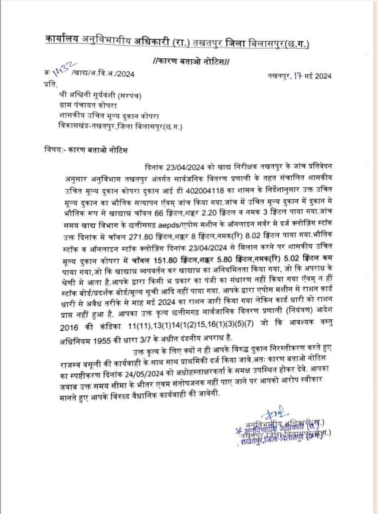 सरकारी राशन दुकानों में हजारों क्विंटल चावल की कमी, एसडीएम ने 11 संचालकों को थमाया नोटिस 3 1001121641