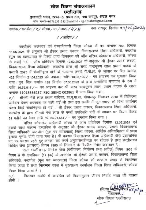 कलेक्टर ने किया बीईओ को सस्पेंड, जानिए पूरा मामला 2 1001169337