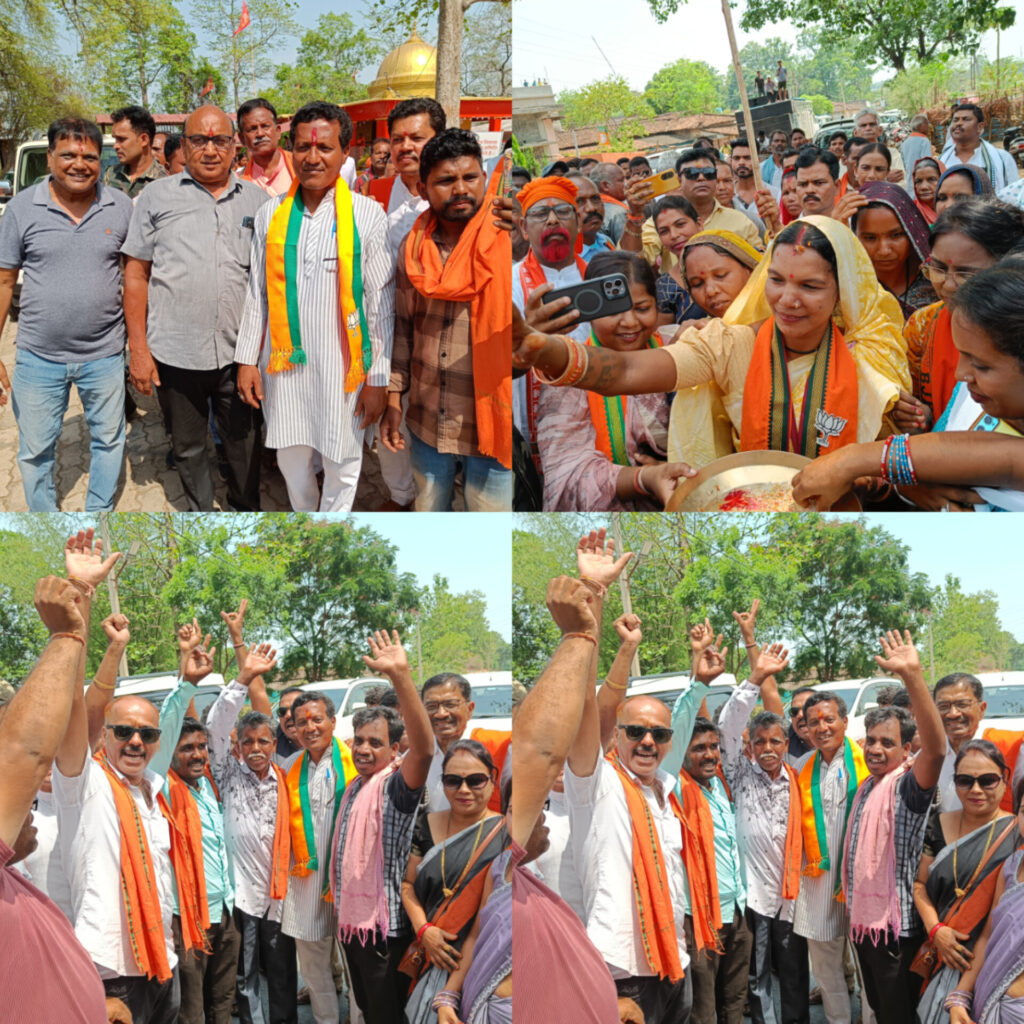 सांसद बनने के बाद प्रथम धर्मजयगढ़ नगर आगमन पर भाजपा कार्यकर्ताओ ने राधेश्याम राठिया का किया भव्य स्वागत ,दो गुटों मैं बटी दिखी धर्मजयगढ़ भाजपा 1 1001175413