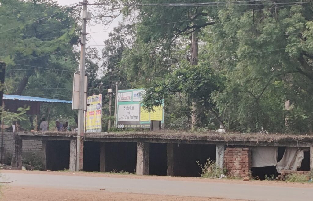 घरघोड़ा नगर के ह्रदय स्थल बस स्टैंड छोटे झाड़ जंगल की भूमि पर बने अवैध निर्माण पर अवैध निर्माण कर कब्जे की तैयारी 1 1001366006