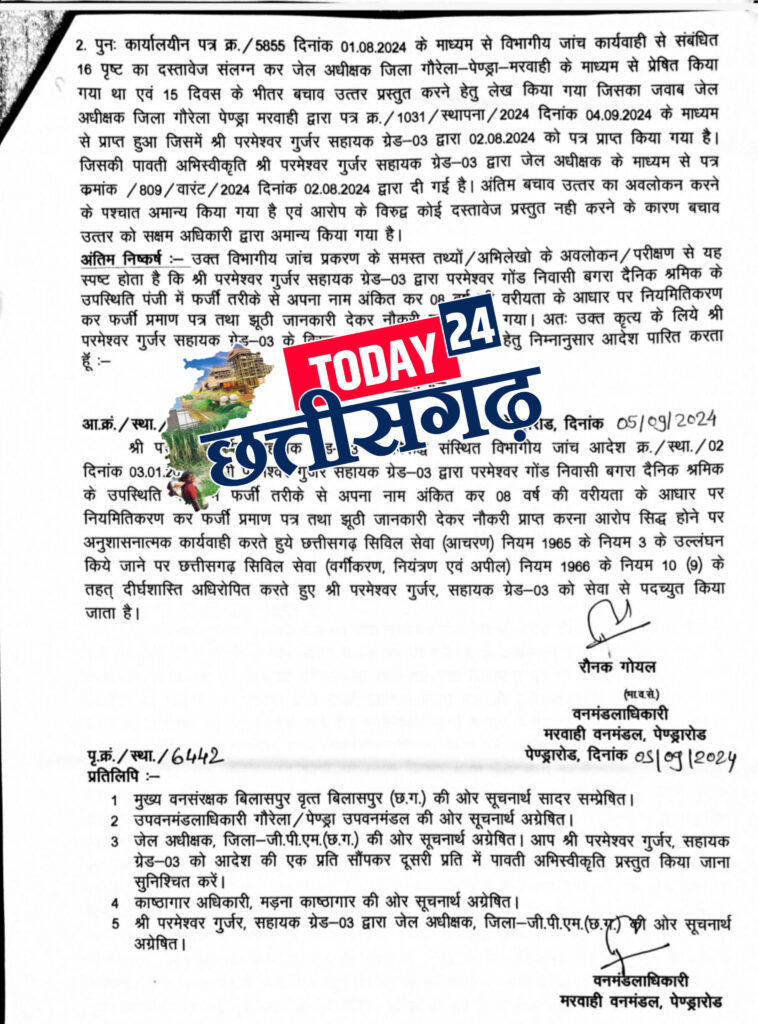 फर्जी प्रमाण पत्र के सहारे वन विभाग में पाई नौकरी, सहायक ग्रेड कर्मचारी को DFO ने किया बर्खास्त 2 1001539194