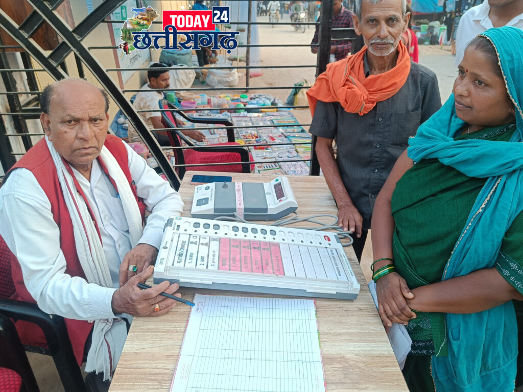 नगर पंचायत धर्मजयगढ़ के कर्मचारियों द्वारा मतदाताओं को ई.वी.एम.के डेमो प्रदर्शन कर दी गई जानकारी । 1 1002073465