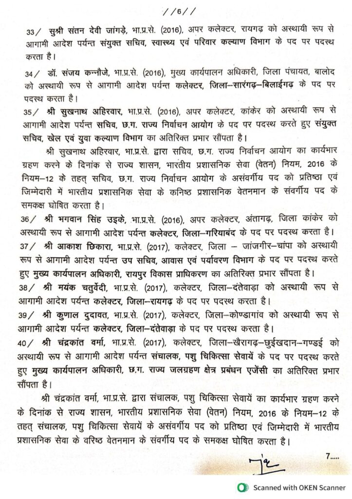 मयंक चतुर्वेदी होगे रायगढ़ के नए कलेक्टर,बड़े पैमाने पर IAS अफसरों का तबादला, लिस्ट लिस्ट… 3 1002419181
